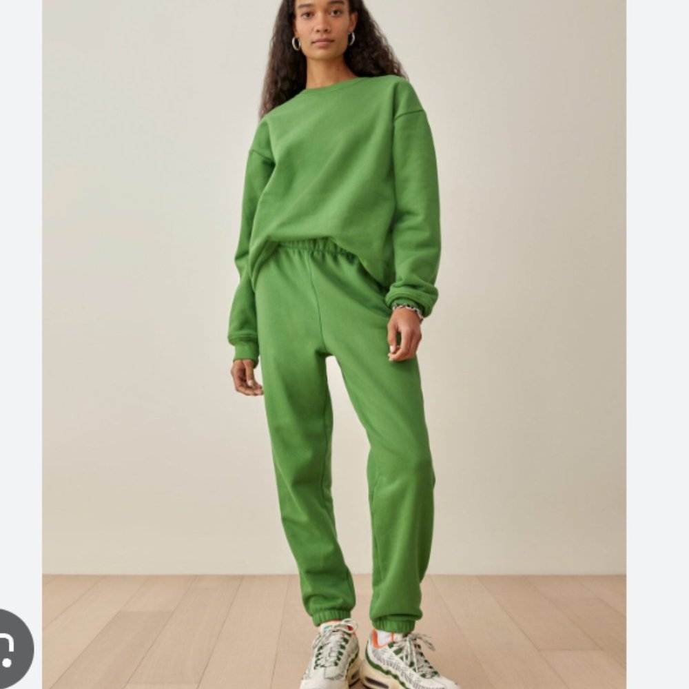 Reformation Green Kelly Cuff Crop Lounge Sweatpants